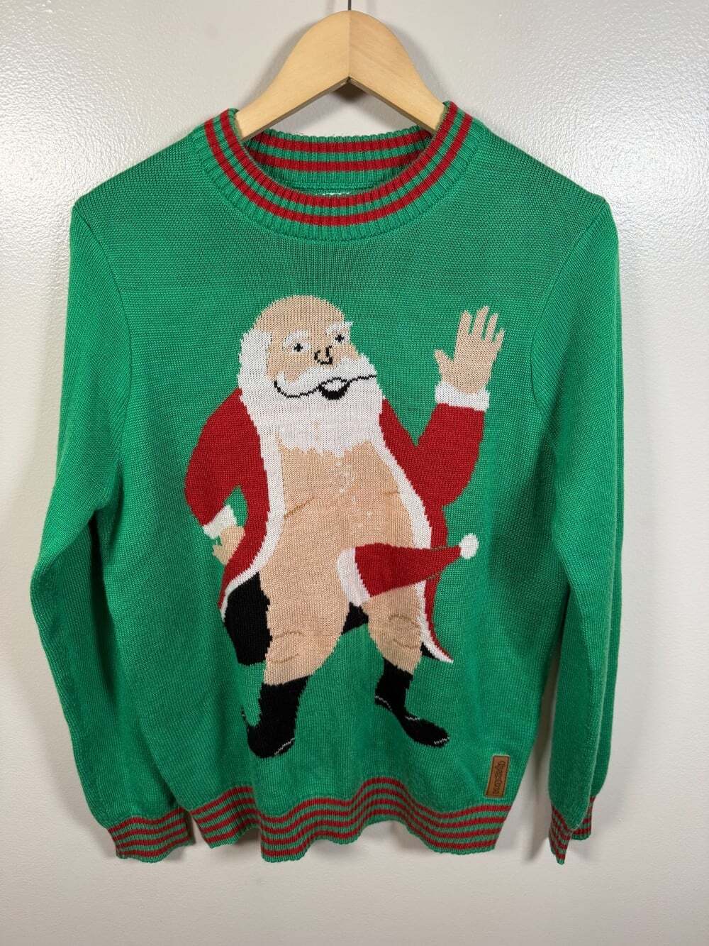 Tipsy Elves Naughty Santa  Ugly Christmas Sweater Size Medium Holiday Green